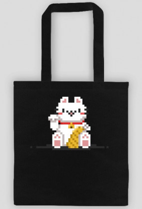 Pixel Art - Retro postać szczęśliwego kota - 8 bit - torba