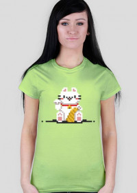 Pixel Art - Retro postać szczęśliwego kota - 8 bit - damska koszulka