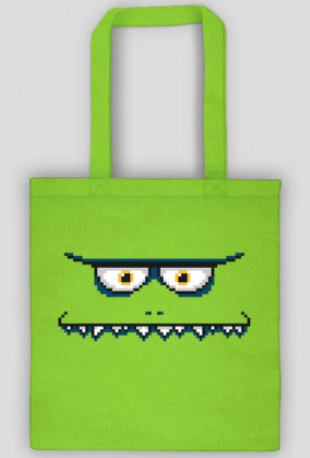 Pixel Art - twarz Potwora - styl retro - grafika inspirowana grą Minecraft - torba