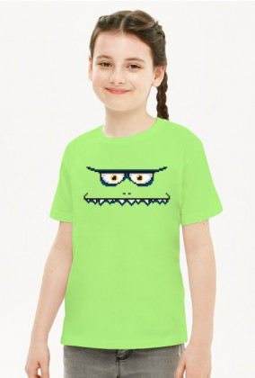 Pixel Art - twarz Potwora - styl retro - grafika inspirowana grą Minecraft - dziewczynka koszulka