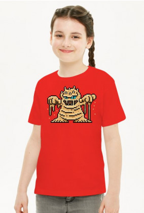 Pixel Art - piaskowy Potwór - styl retro - grafika inspirowana grą Minecraft - dziewczynka koszulka