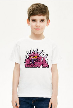 Pixel Art - Potwór z kolcami - styl retro - grafika inspirowana grą Minecraft / Starcraft / Diablo - chłopiec koszulka