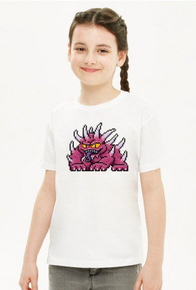 Pixel Art - Potwór z kolcami - styl retro - grafika inspirowana grą Minecraft / Starcraft / Diablo - dziewczynka koszulka