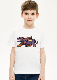 Pixel Art - Potwór Cerber - styl retro - grafika inspirowana grą Minecraft / Heroes of Might & Magic - chłopiec koszulka