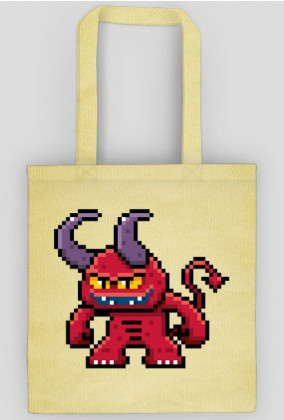 Pixel Art - Potwór Diabeł - styl retro - grafika inspirowana grą Minecraft / Warcraft / Diablo - torba