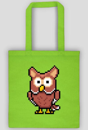 Pixel Art - Sowa - styl retro - 8 bit - grafika inspirowana grą Minecraft - torba
