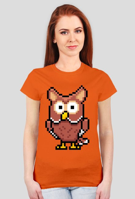 Pixel Art - Sowa - styl retro - 8 bit - grafika inspirowana grą Minecraft - damska koszulka