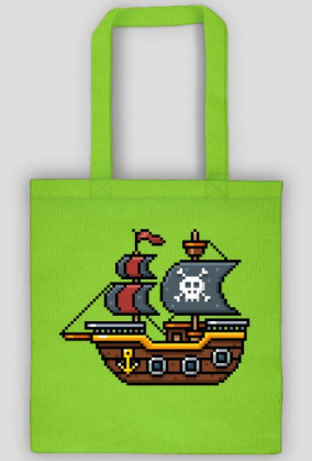 Pixel Art - statek piracki - styl retro - 8 bit - grafika inspirowana grą Minecraft - torba