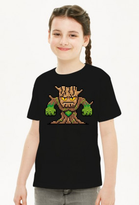 Pixel Art - Strażnik Lasu - styl retro - 8 bit - grafika inspirowana grą Minecraft - dziewczynka koszulka