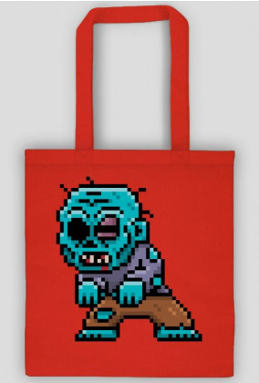 Pixel Art - Zombie - styl retro - 8 bit - grafika inspirowana grą Minecraft - torba