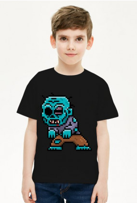 Pixel Art - Zombie - styl retro - 8 bit - grafika inspirowana grą Minecraft - chłopiec koszulka