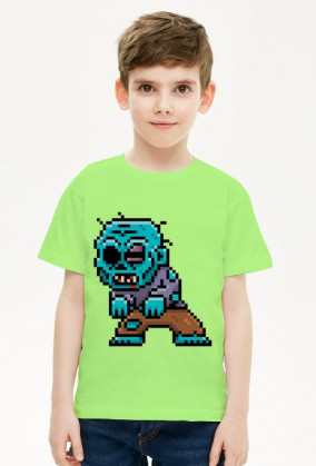 Pixel Art - Zombie - styl retro - 8 bit - grafika inspirowana grą Minecraft - chłopiec koszulka