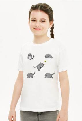 Pixel Art - koty - styl retro - 8 bit - piksele - dziewczynka koszulka