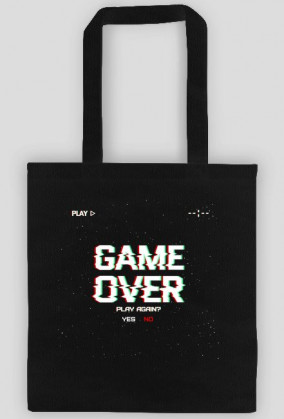 Pixel Art - Game Over Play again Yes/No - styl retro - glitch - 8 bit - grafika inspirowana grą Minecraft - torba