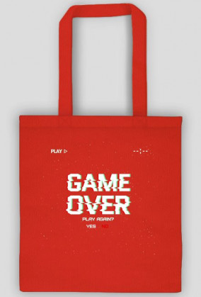 Pixel Art - Game Over Play again Yes/No - styl retro - glitch - 8 bit - grafika inspirowana grą Minecraft - torba