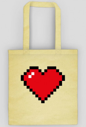 Pixel Art - Czerwone Serce - styl retro - 8 bit - inspirowane starą grafiką, taką jaka występuje w grze Minecraft - torba