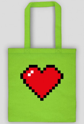 Pixel Art - Czerwone Serce - styl retro - 8 bit - inspirowane starą grafiką, taką jaka występuje w grze Minecraft - torba