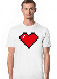 Pixel Art - Czerwone Serce - styl retro - 8 bit - inspirowane starą grafiką, taką jaka występuje w grze Minecraft - męska koszulka
