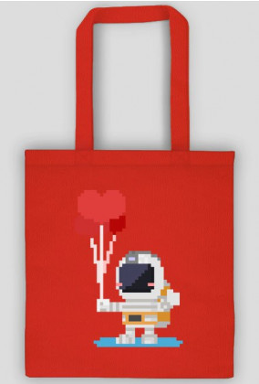 Pixel Art - astronauta z balonami - styl retro - 8 bit - grafika inspirowana grą Minecraft - torba