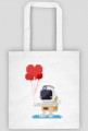 Pixel Art - astronauta z balonami - styl retro - 8 bit - grafika inspirowana grą Minecraft - torba