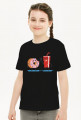 Pixel Art - pączek i cola kciuk do góry - styl retro - 8 bit - grafika inspirowana grą Minecraft - dziewczynka koszulka
