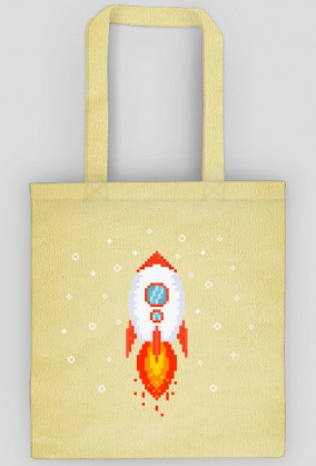 Pixel Art - Rakieta w kosmosie - styl retro - 8 bit - grafika inspirowana grą Minecraft - torba