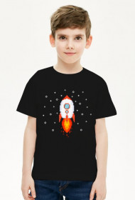 Pixel Art - Rakieta w kosmosie - styl retro - 8 bit - grafika inspirowana grą Minecraft - chłopiec koszulka