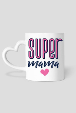 Kubek serce dla mamy, na dzień matki - super mama. Na prezent.