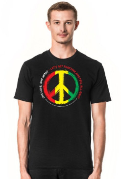 Koszulka PEACE AND LOVE rasta T-SHIRT ONE LOVE ONE HEART Bob Marley JAMAICA różne kolory