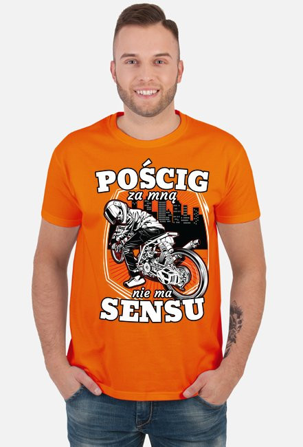 Pościg za mną nie ma sensu - Męska koszulka motocyklowa