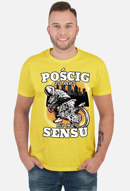 Pościg za mną nie ma sensu - Męska koszulka motocyklowa