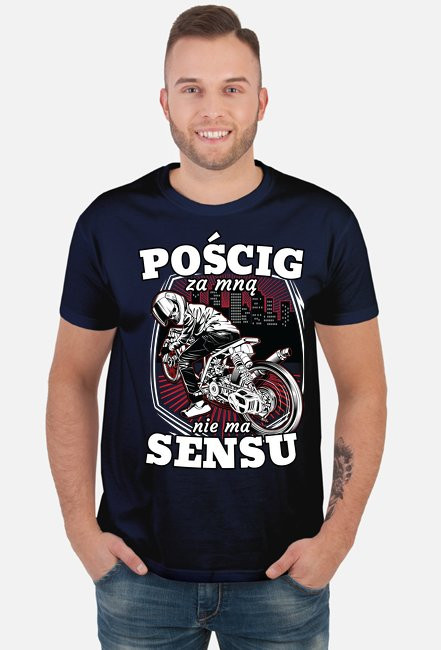 Pościg za mną nie ma sensu - Męska koszulka motocyklowa