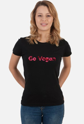 Koszulka "GO VEGAN" (pink) damska