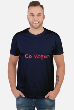 Koszulka "GO VEGAN" (pink) męska