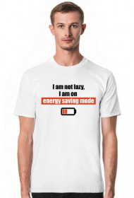 energy saving mode - biała/szara koszulka męska