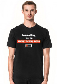 energy saving mode - czarna koszulka męska