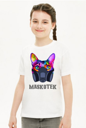 Maskotek - kolorowy kot - maska gazowa - retro - vintage - postapo - apokalipsa - dziewczynka koszulka