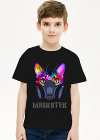 Maskotek - kolorowy kot - maska gazowa - retro - vintage - postapo - apokalipsa - chłopiec koszulka
