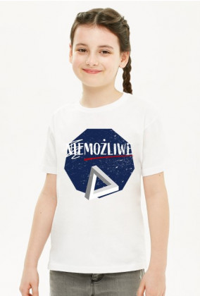 Nie możliwe - złudzenie optyczne - figura niemożliwa - Trójkąt Penrose’a - retro - vintage - dziewczynka koszulka