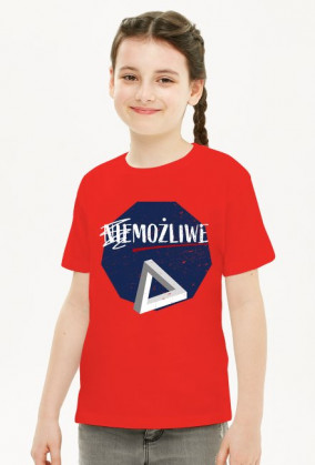 Nie możliwe - złudzenie optyczne - figura niemożliwa - Trójkąt Penrose’a - retro - vintage - dziewczynka koszulka