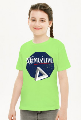 Nie możliwe - złudzenie optyczne - figura niemożliwa - Trójkąt Penrose’a - retro - vintage - dziewczynka koszulka