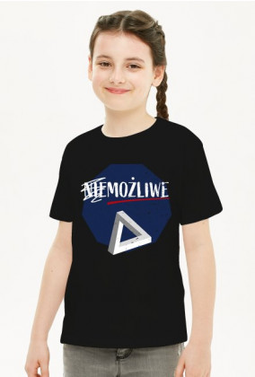 Nie możliwe - złudzenie optyczne - figura niemożliwa - Trójkąt Penrose’a - retro - vintage - dziewczynka koszulka