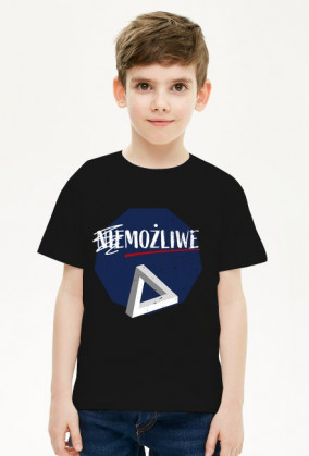 Nie możliwe - złudzenie optyczne - figura niemożliwa - Trójkąt Penrose’a - retro - vintage - chłopiec koszulka