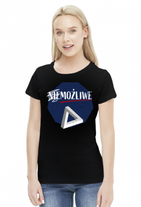 Nie możliwe - złudzenie optyczne - figura niemożliwa - Trójkąt Penrose’a - retro - vintage - damska koszulka