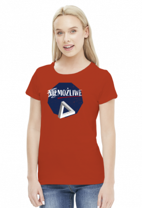 Nie możliwe - złudzenie optyczne - figura niemożliwa - Trójkąt Penrose’a - retro - vintage - damska koszulka