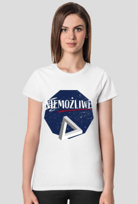 Nie możliwe - złudzenie optyczne - figura niemożliwa - Trójkąt Penrose’a - retro - vintage - damska koszulka