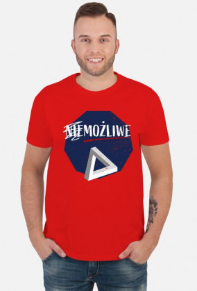 Nie możliwe - złudzenie optyczne - figura niemożliwa - Trójkąt Penrose’a - retro - vintage - męska koszulka