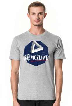 Nie możliwe - złudzenie optyczne - figura niemożliwa - Trójkąt Penrose’a - retro - vintage - męska koszulka 2