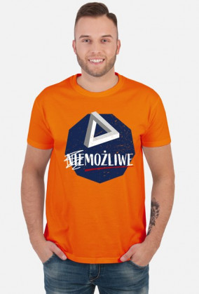 Nie możliwe - złudzenie optyczne - figura niemożliwa - Trójkąt Penrose’a - retro - vintage - męska koszulka 2