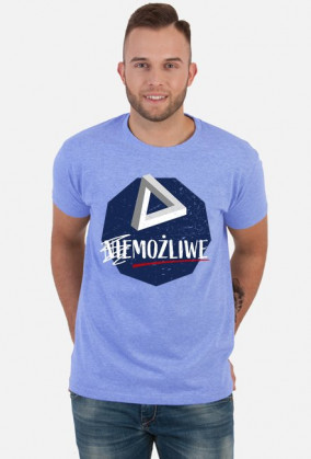 Nie możliwe - złudzenie optyczne - figura niemożliwa - Trójkąt Penrose’a - retro - vintage - męska koszulka 2